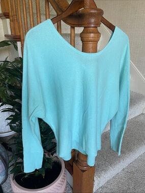 Gorgeous Cashmere Aqua Reversible Dolman Cardigan Sweater